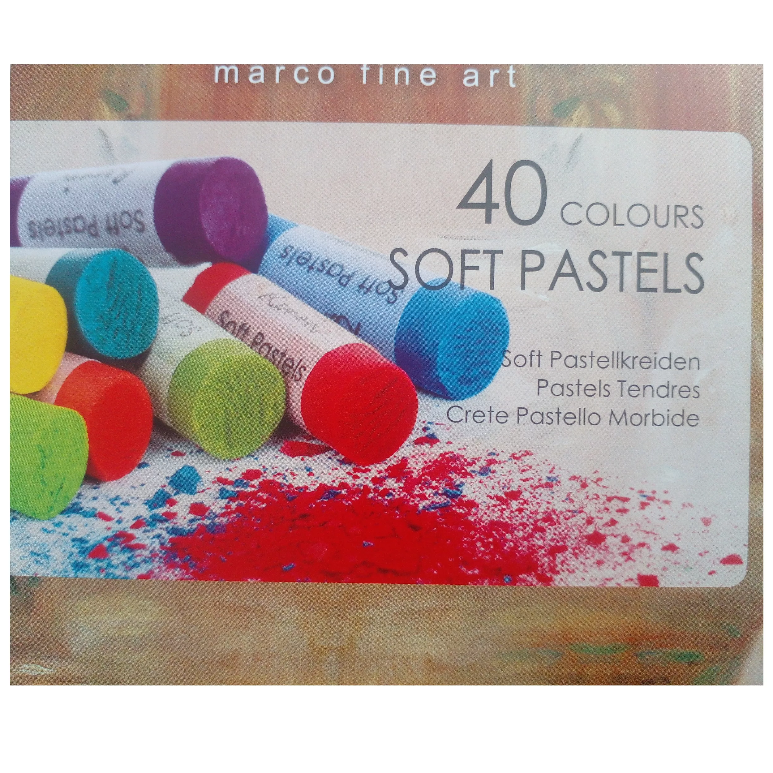 پاستل گچی 40 رنگ رینویر مدل marco fine art کد soft به همراه کاغذ یادداشت
