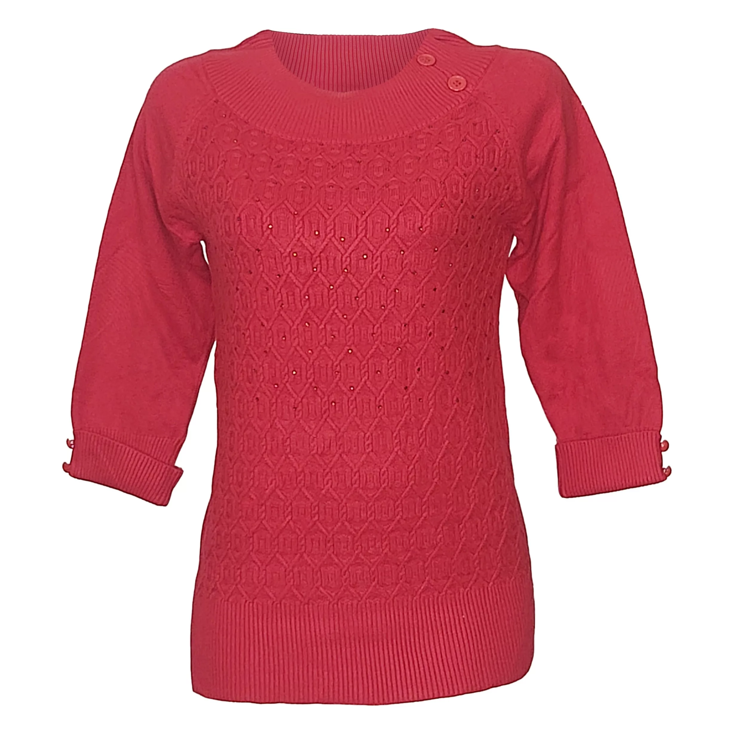 پلیور زنانه مدل نگین دار رنگ قرمز