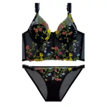 ست شورت و سوتین زنانه مدل اسفنج نازک توری گل برجسته سفارش اروپا کد YQ11