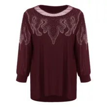 بلوز آستین بلند یقه گرد زنانه شاهبازان مدل مجلسی رنگ زرشکی