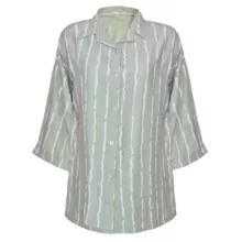 شومیز آستین بلند یقه برگردان زنانه مدل پری  رنگ سبز روشن