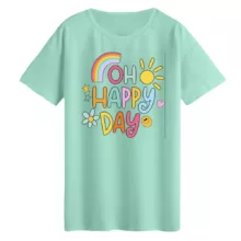 تی‌شرت لانگ آستین کوتاه زنانه مدل روز شاد رنگ سبز روشن