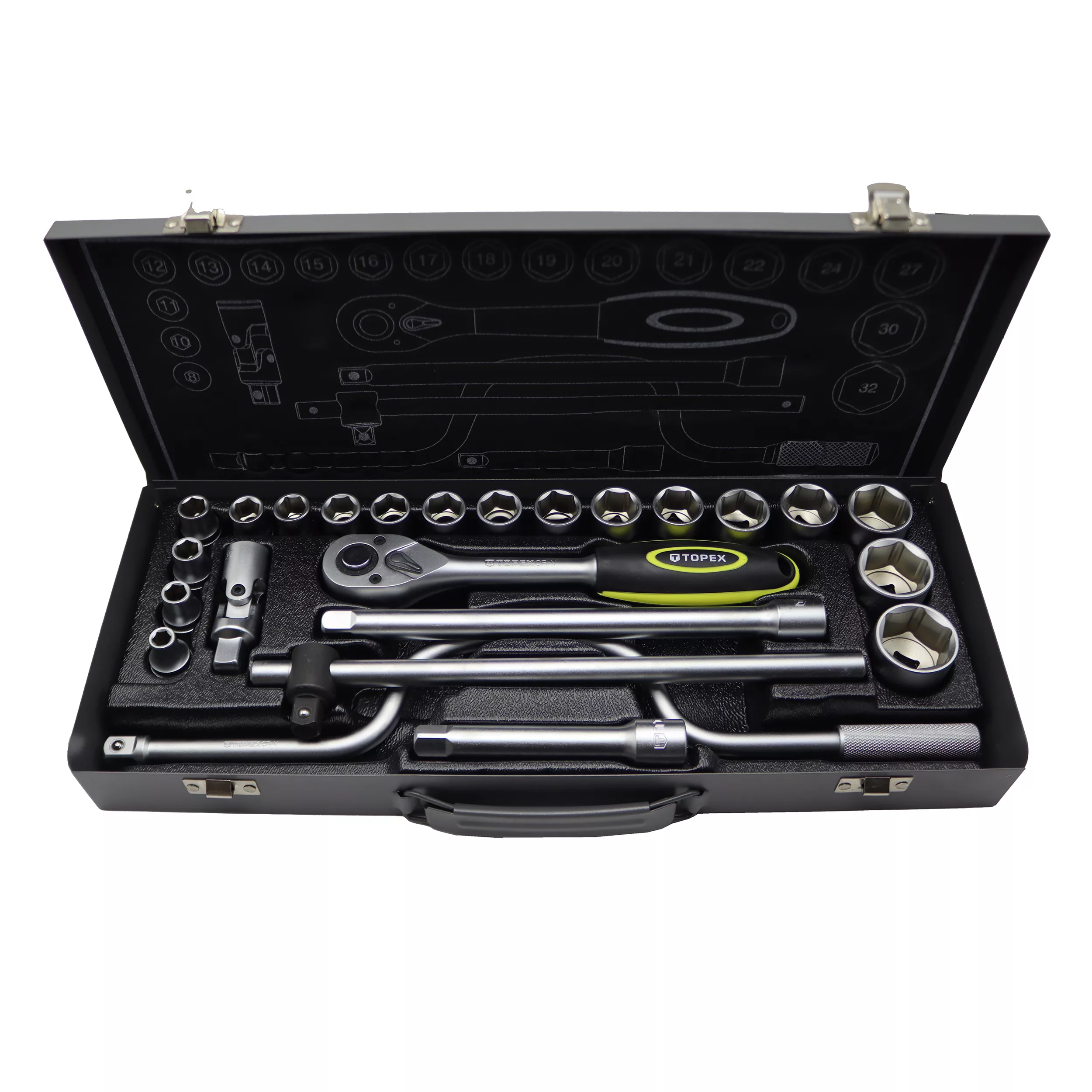 آچار بکس تاپکس مدل YP-1/2INCH-024 مجموعه 24 عددی
