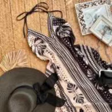 پیراهن ساحلی یقه هفت زنانه مدل 1939 رنگ مشکی