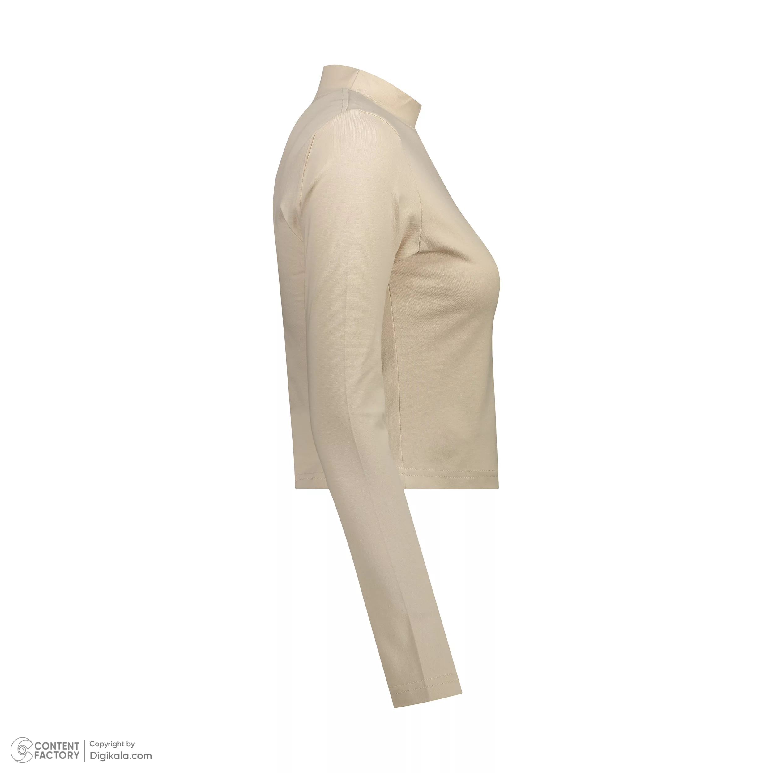 کراپ تیشرت آستین بلند زنانه کانتکس مدل 203 رنگ کرم