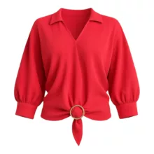 بلوز آستین بلند یقه برگردان زنانه مدل  آماندیس AM207