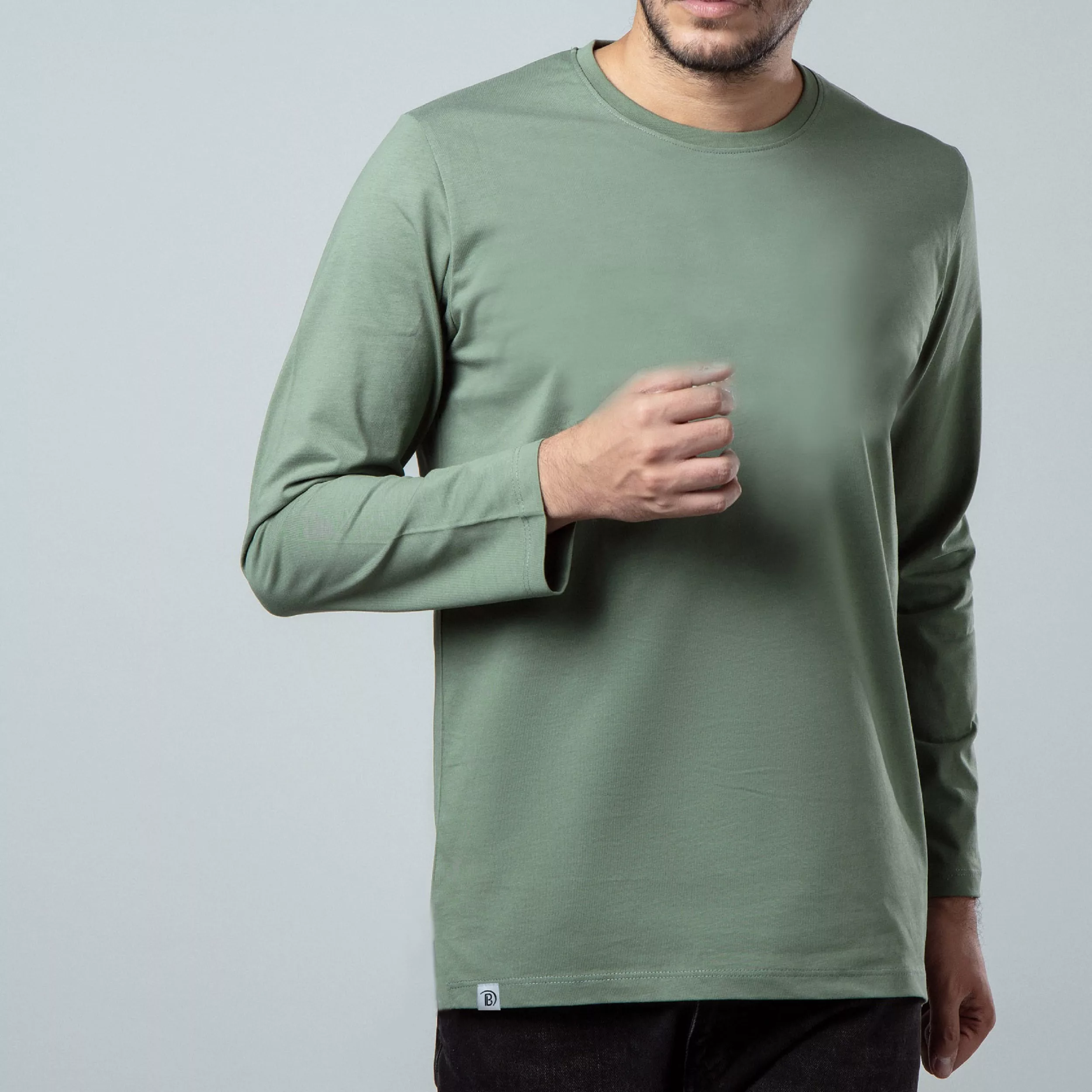 تی شرت آستین بلند مردانه باینت مدل 513-13 رنگ سبز روشن
