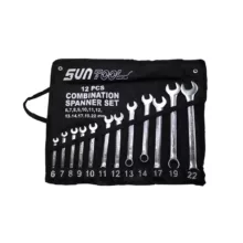 آچار یکسر تخت و یکسر رینگی سان تولز مدل AJ-6/22MM-012 مجموعه 12 عددی