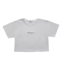 کراپ‌ تی‌شرت آستین کوتاه زنانه ایپلیک زی مدل فونت برجسته کد IP14.2