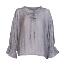 شومیز آستین بلند یقه گرد زنانه مدل 6085 رنگ طوسی