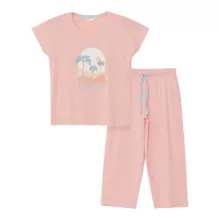 ست تی شرت آستین کوتاه و شلوار راحتی زنانه ال سی وایکیکی مدل تمام پنبه هاوایی