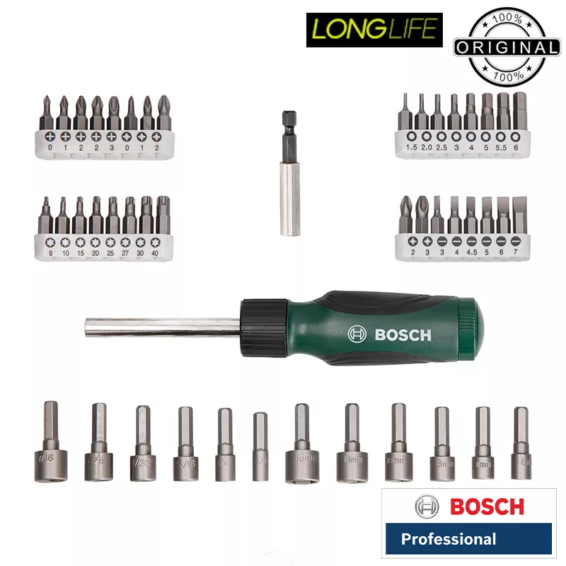 سری پیچ گوشتی و بکس سردریلی بوش مدل BO-46PCS مجموعه 46 عددی