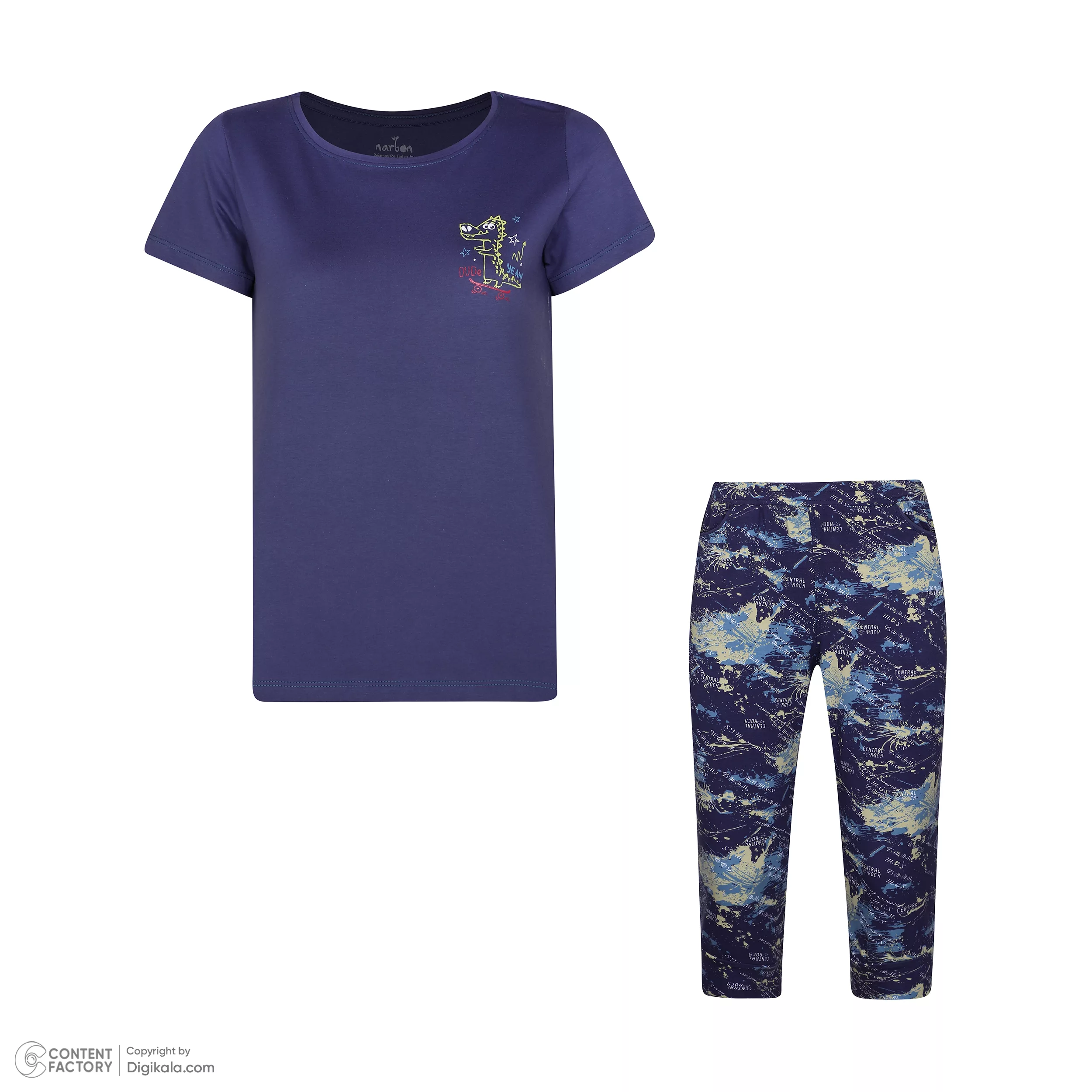 ست تی شرت آستین کوتاه و شلوارک راحتی زنانه ناربن مدل 15211149