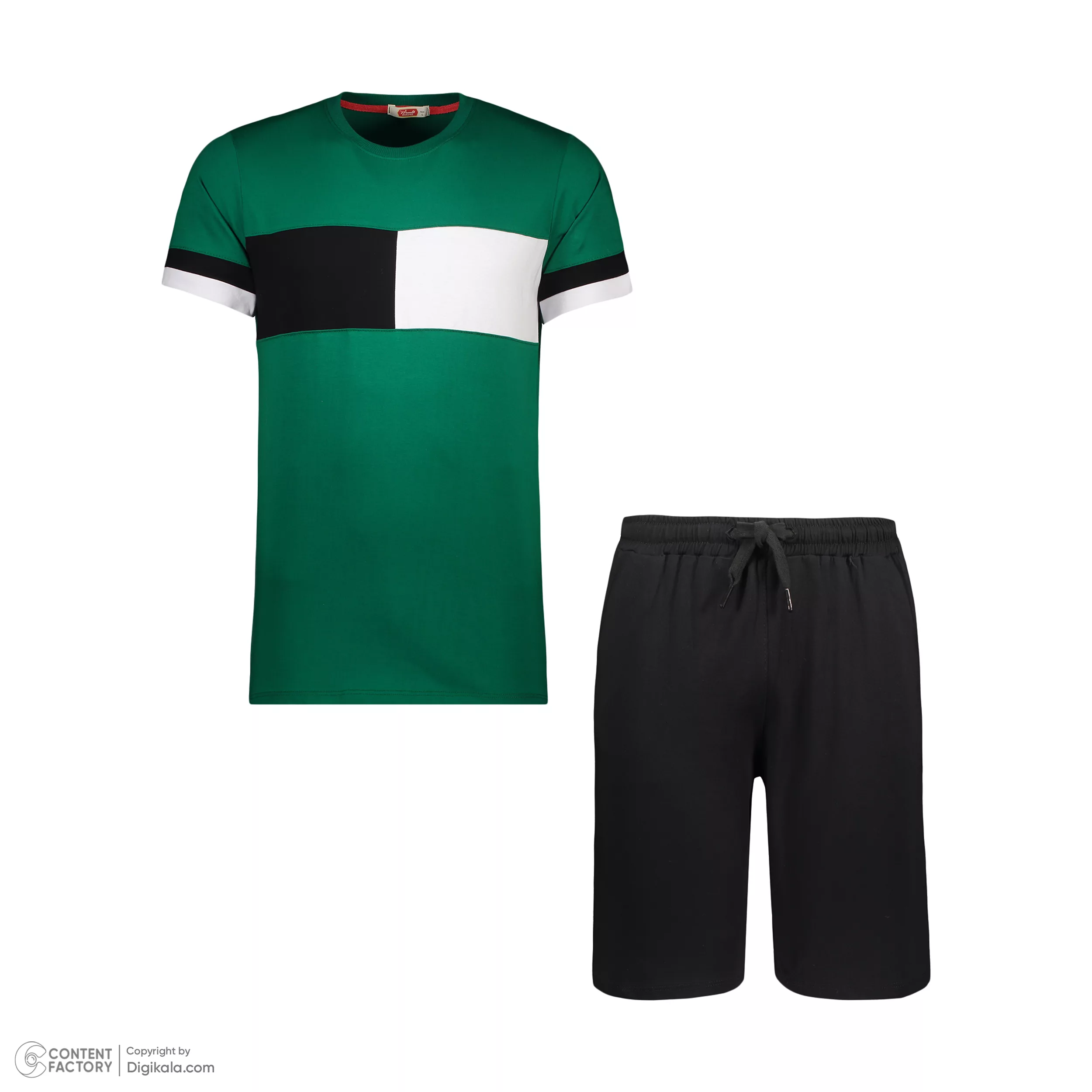 ست تی شرت و شلوارک مردانه مادر مدل رابرت رنگ سبز