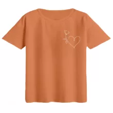 تی‌شرت  اورسایز آستین کوتاه زنانه مدل باکسی طرح قلب خطی رنگ گلبهی