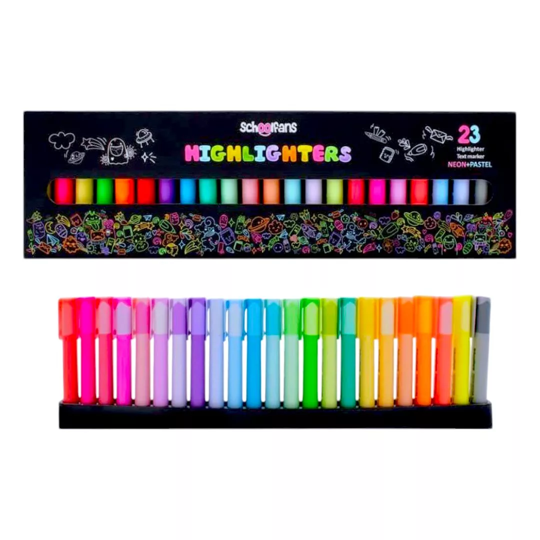 ماژیک علامت گذار اسکول فنس مدل استند دار بسته 23 عددی