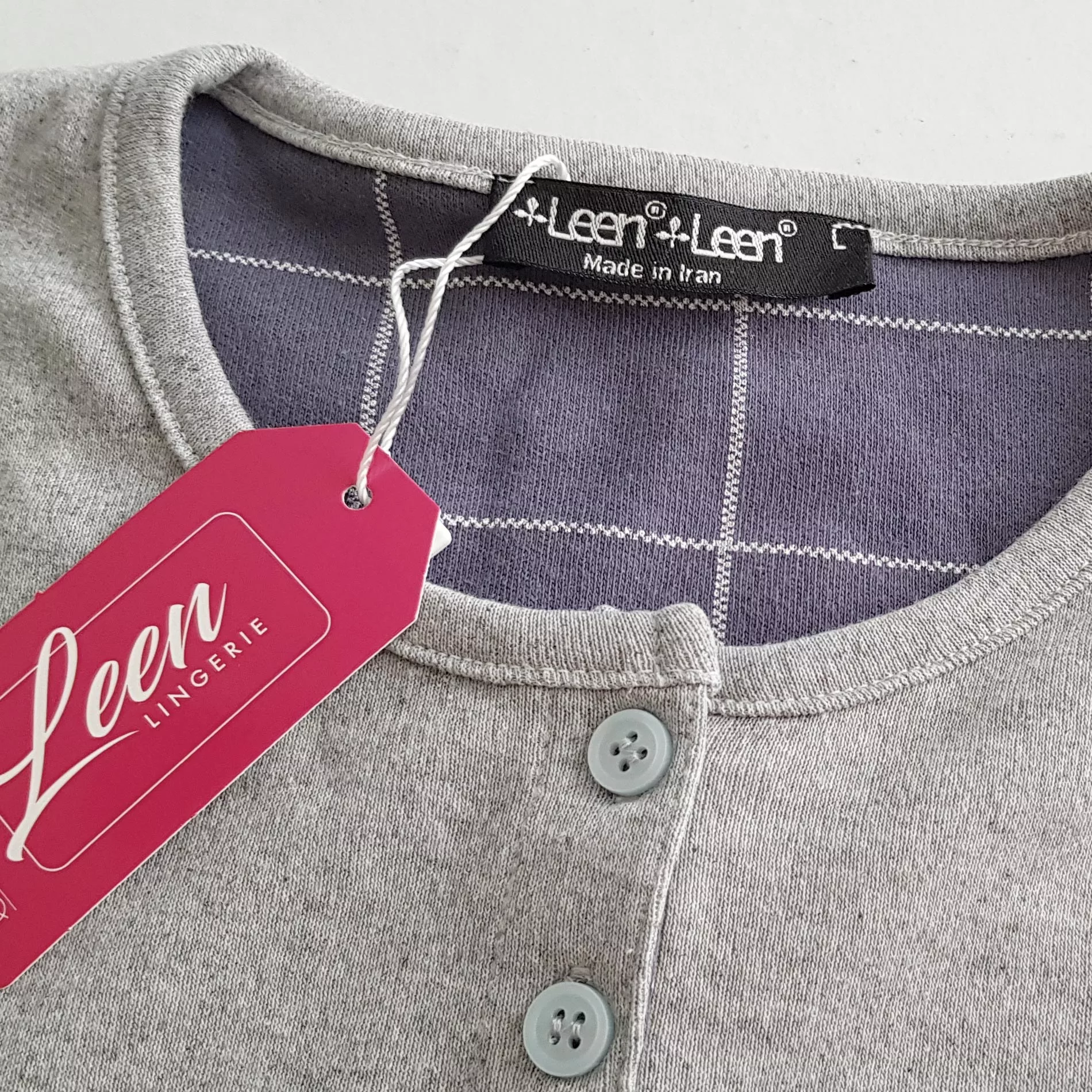 ست بلوز و شلوار زنانه لین مدل نخ پنبه کد 5196-209 رنگ طوسی