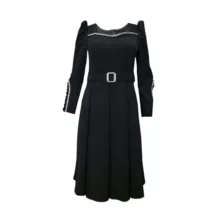 پیراهن یقه باز زنانه مدل بهاره کد 10306 رنگ مشکی