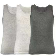 زیرپوش رکابی مردانه آریان نخ باف مدل ملانژ سوزن خالی کد 1115 مجموعه 3 عددی