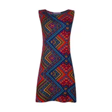 پیراهن زنانه افراتین مدل گلیم ترکمن رنگ قرمز