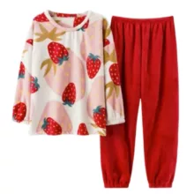 ست بلوز و شلوار زنانه مدل تدی طرح توت فرنگی