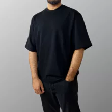 تی شرت اورسایز آستین سه ربع مردانه مدل باکسی رنگ مشکی