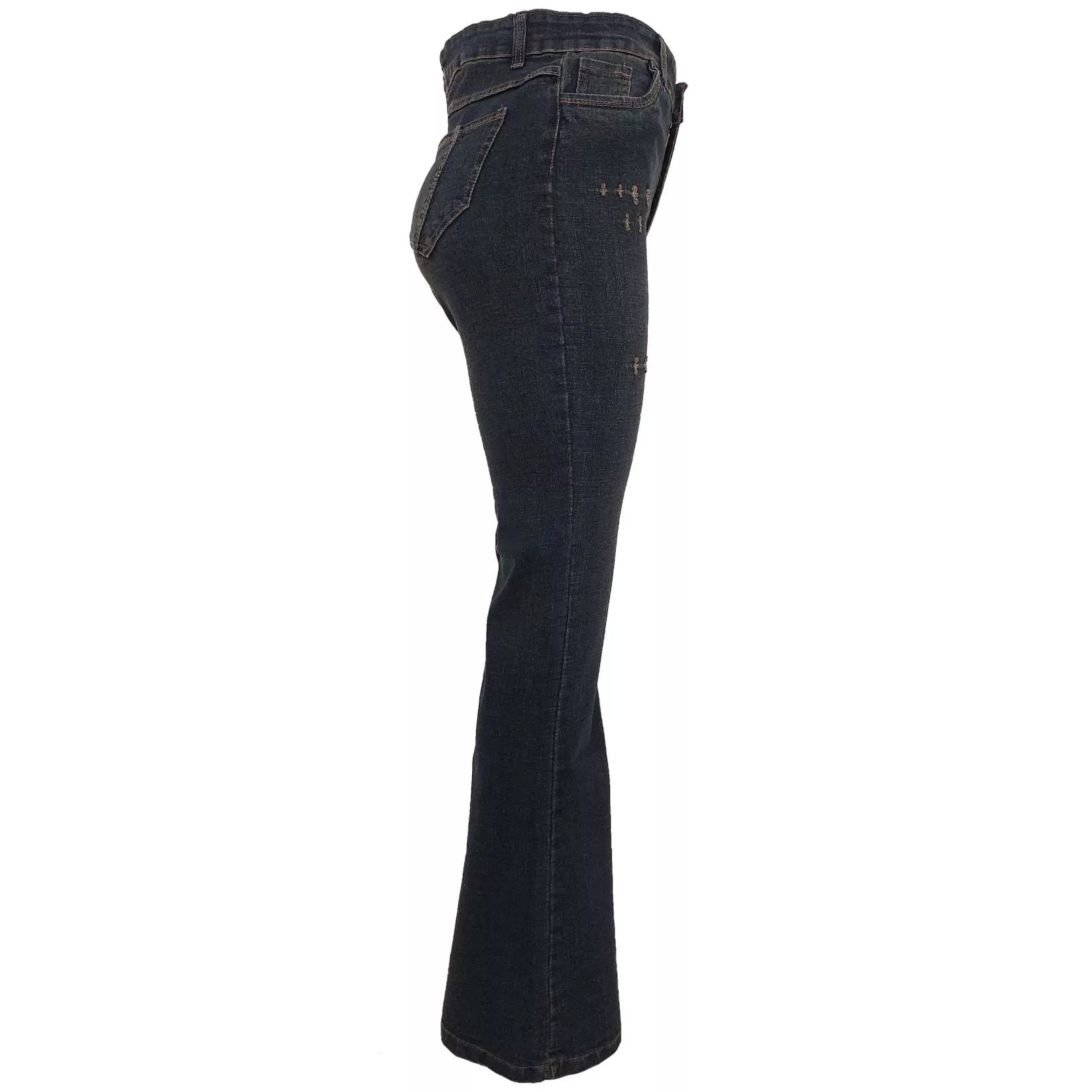 شلوار جین دم پا گشاد زنانه کد 20122 رنگ سرمه‌ای