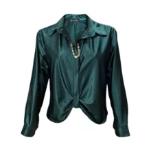 بلوز آستین بلند زنانه مدل جلو گره ای ساتن 10265