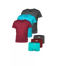 ست شورت و زیرپوش آستین دار مردانه پنبینه مدل نیم پا مجموعه 3 عددی