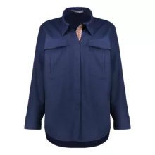 شومیز آستین بلند یقه برگردان زنانه دیجی استایل اسنشیال مدل cbK-44 رنگ سرمه ای