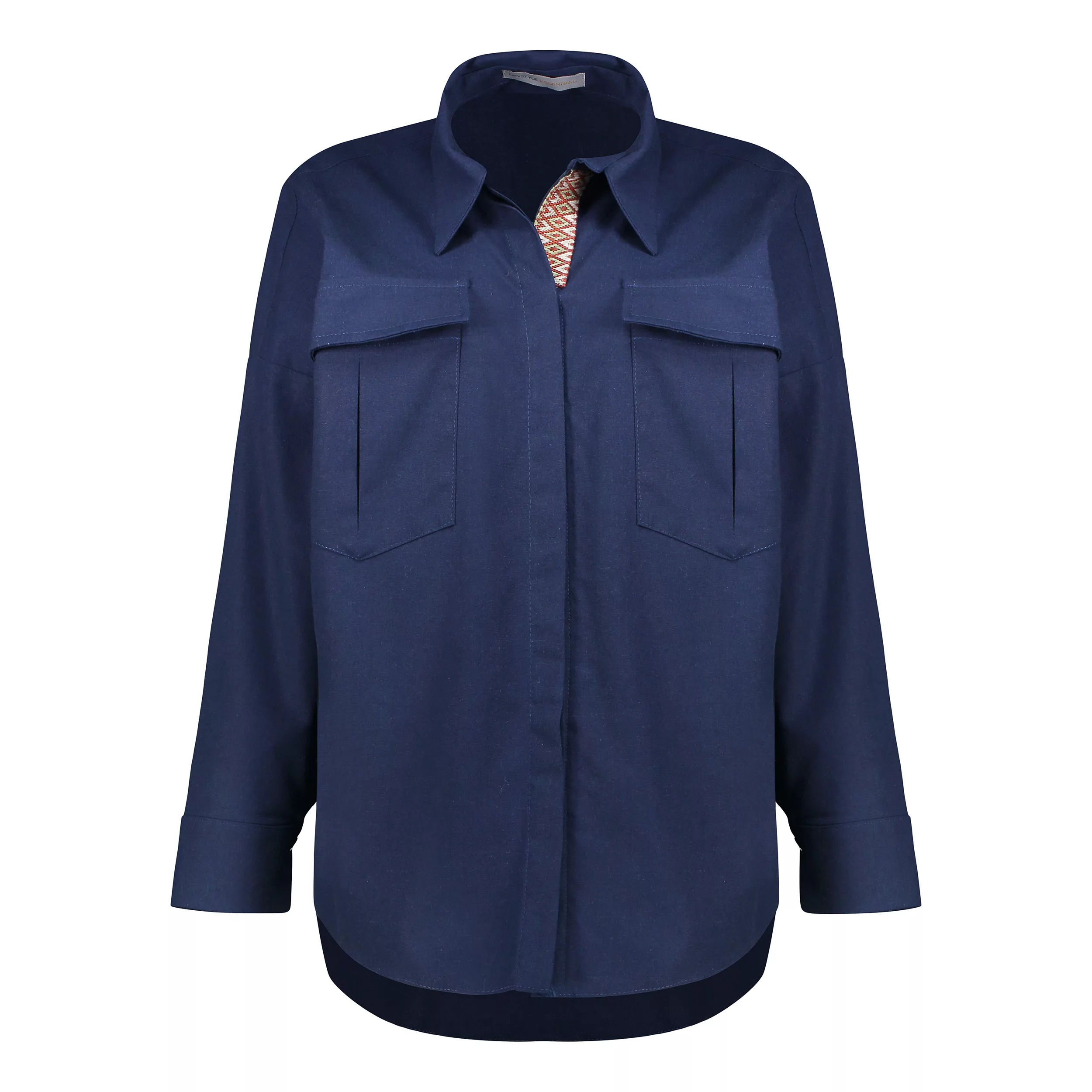 شومیز آستین بلند یقه برگردان زنانه دیجی استایل اسنشیال مدل cbK-44 رنگ سرمه ای