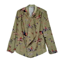 بلوز آستین بلند زنانه مدل  کرپ فلور کرواتی کد ۱