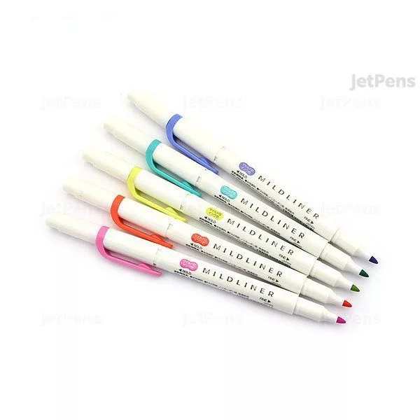 ماژیک علامت گذار دو سر زبرا مدل MILDLINER طرح Cool and Refined Colors بسته 5 عددی