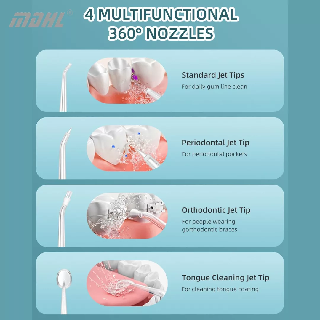 دستگاه شست و شوی دهان و دندان شارژی ام دی اچ ال مدل MD-9819 به همراه 4 سری