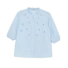 شومیز آستین سه ربع یقه هفت زنانه ال سی وایکیکی مدل Embriodo2۳ رنگ آبی