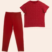 ست تی شرت و شلوار زنانه مدل آناهیتا رنگ زرشکی