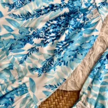 پیراهن یقه هفت زنانه مدل Flower 1704 رنگ آبی روشن