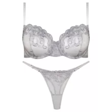 ست شورت و سوتین زنانه برتا مدل فنردار کد 5103-2020-NO رنگ طوسی