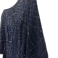 بلوز آستین کوتاه یقه گرد زنانه مدل JL3554 رنگ سورمه ای