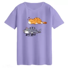 تی‌شرت لانگ آستین کوتاه زنانه مدل گربه خسته رنگ یاسی