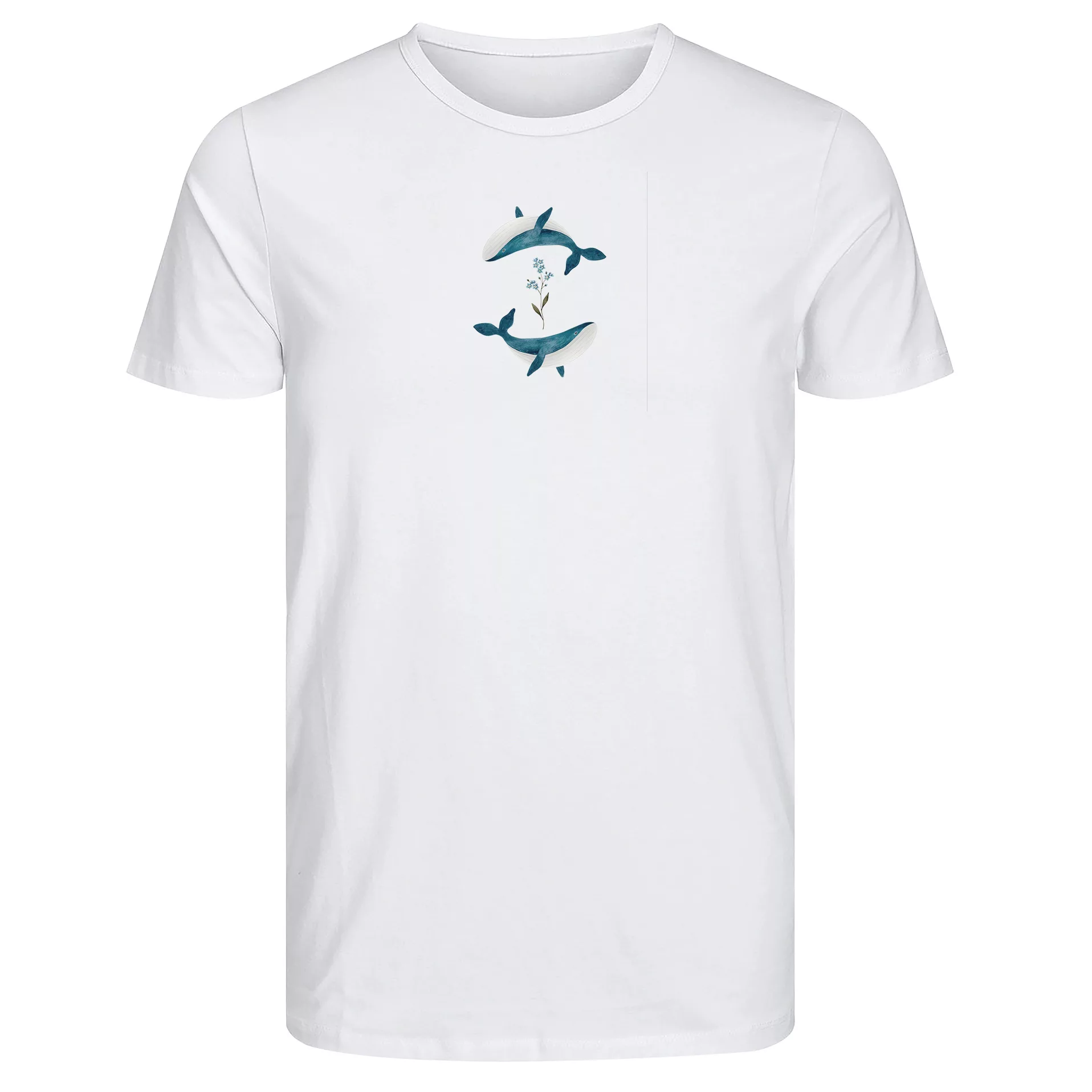 تی شرت آستین کوتاه زنانه طرح وال و گل رنگ سفید