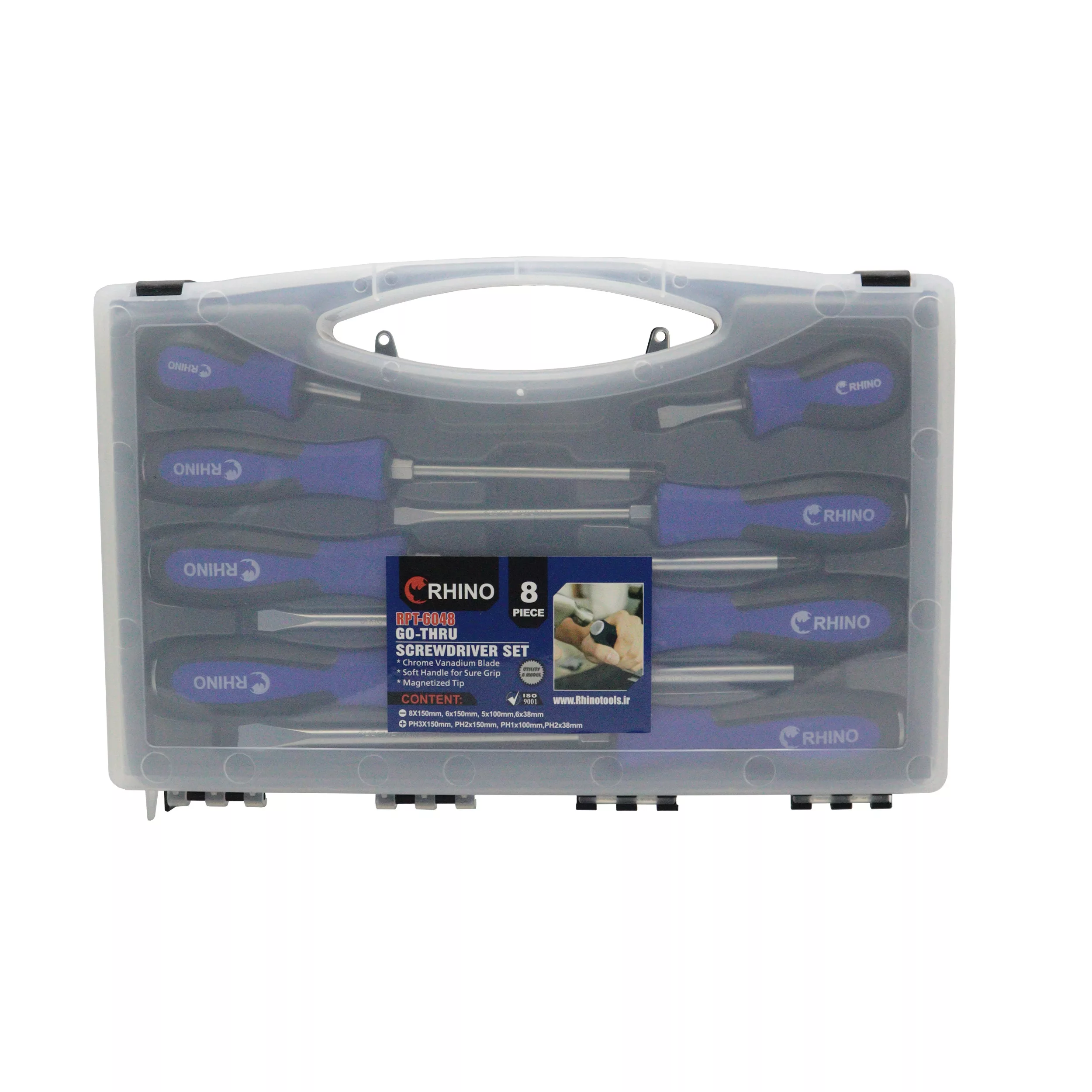 پیچ گوشتی دوسو و چهارسو رینو مدل YP-RPT-6048 مجموعه 8 عددی