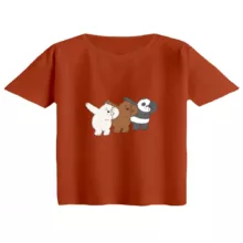 کراپ تی‌شرت آستین کوتاه زنانه مدل خرس های کله فندقی کد 3