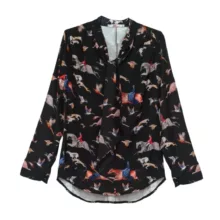 بلوز آستین بلند زنانه مدل کرپ فلور کرواتی کد 6