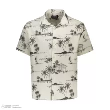 ست پیراهن آستین کوتاه و شلوارک راحتی مردانه مدل هاوایی نخل و کلبه