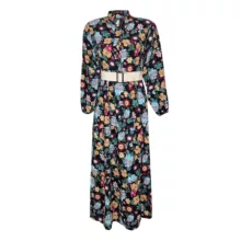 پیراهن یقه هفت زنانه مدل نخی گلدار  رنگ مشکی