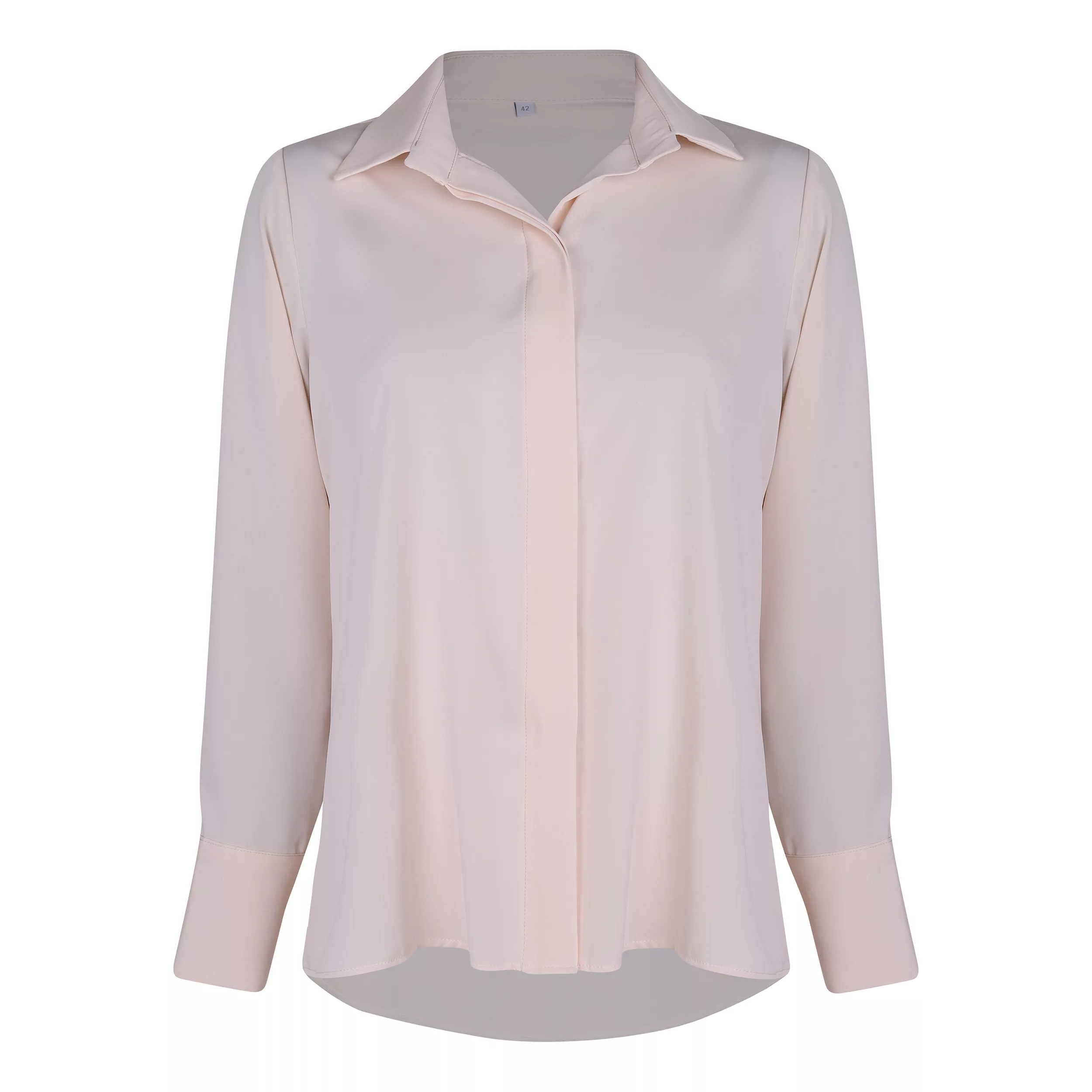 شومیز آستین بلند یقه برگردان زنانه نیزل مدل 1243 رنگ کرم