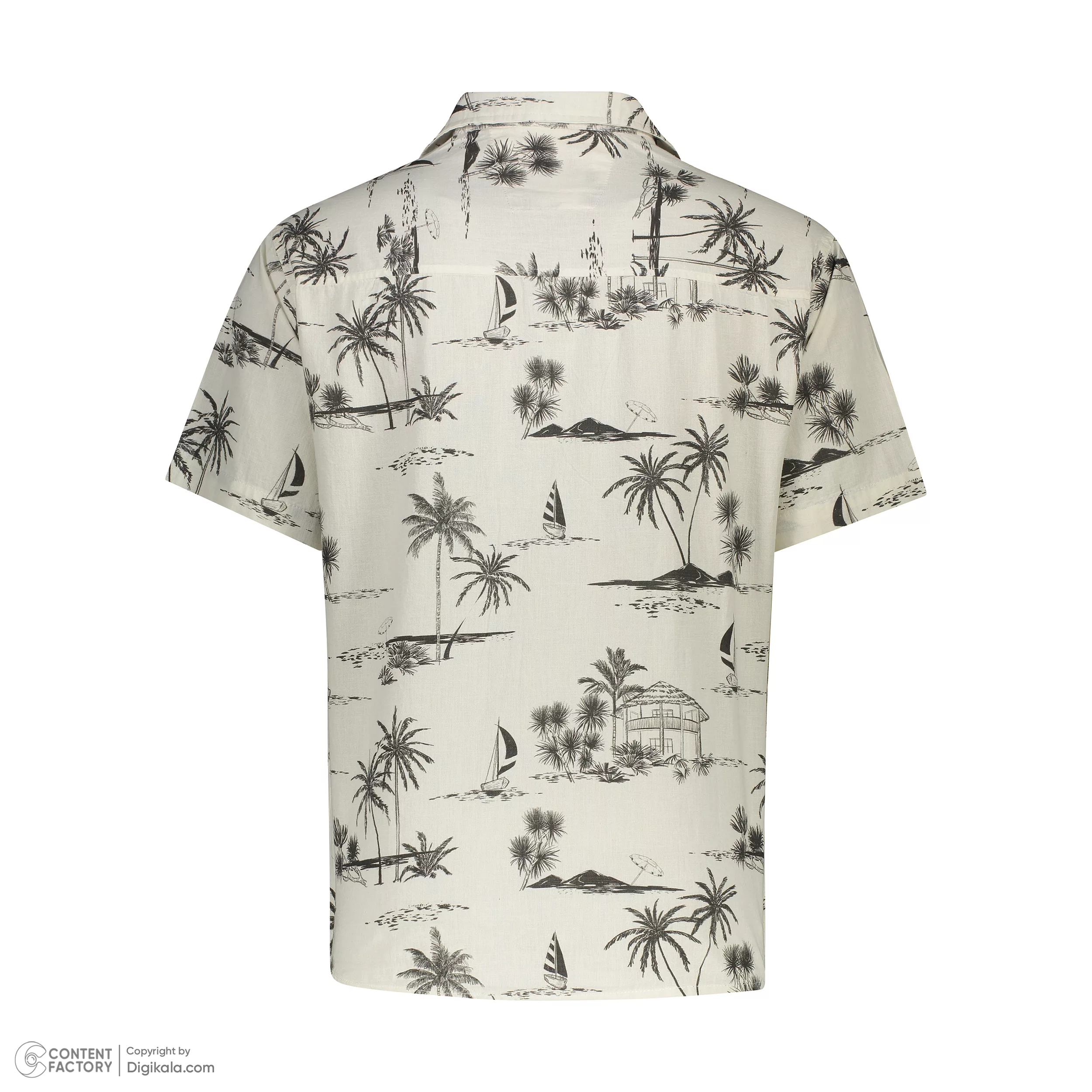 ست پیراهن آستین کوتاه و شلوارک راحتی مردانه مدل هاوایی نخل و کلبه