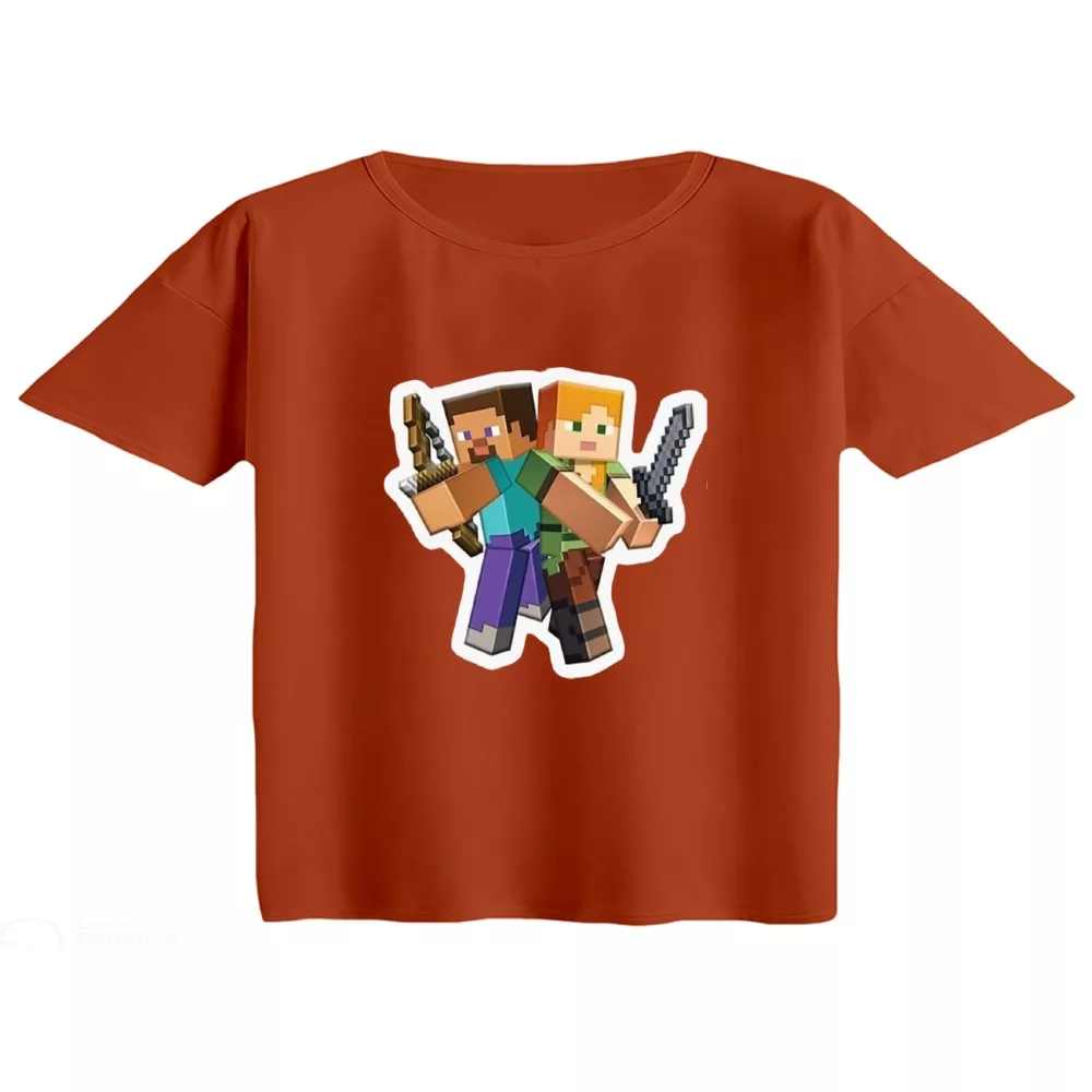 کراپ تی‌شرت آستین کوتاه زنانه مدل ماینکرفت کد 12
