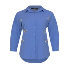 شومیز آستین بلند یقه انگلیسی زنانه مدل گل کد 120